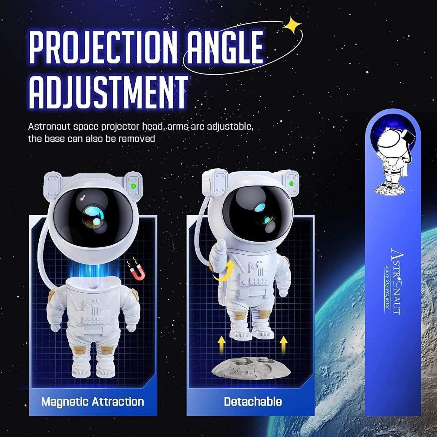 Astronaut Galaxy Projector - 360 Magnetic Head Rotation, Remote Control